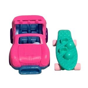 Polly Pocket Jeep And Skateboard Pink Purple Green Mattel